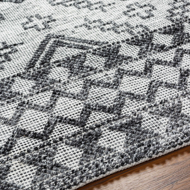 Bram Modern Geometric Ivory And Charcoal Hand Woven Area Rug