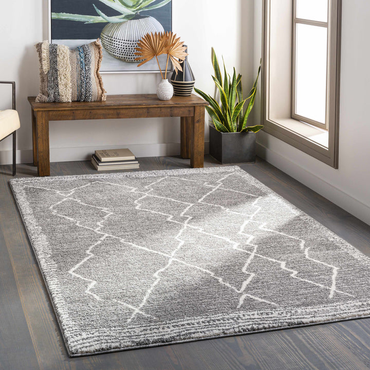 Bramham Modern Geometrical Design Gray Area Rug