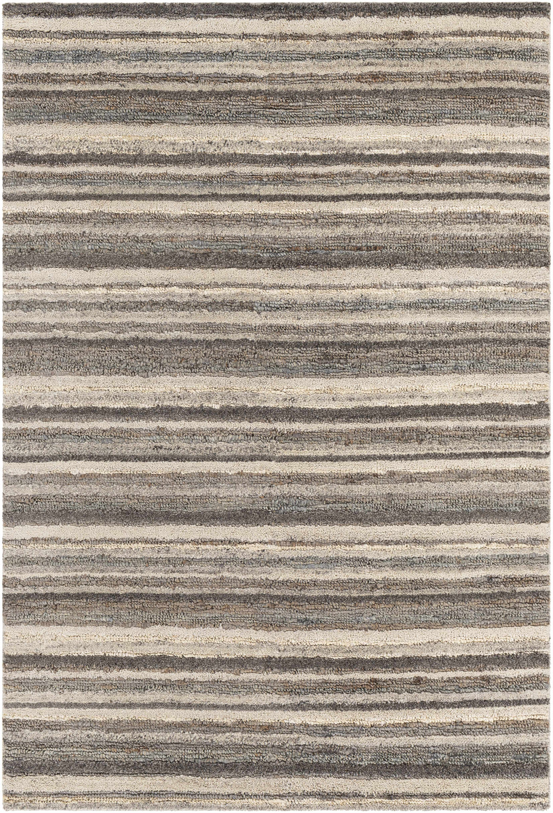 Burnage Modern Stripes Design Beige And Charcoal Hand Woven Area Rug
