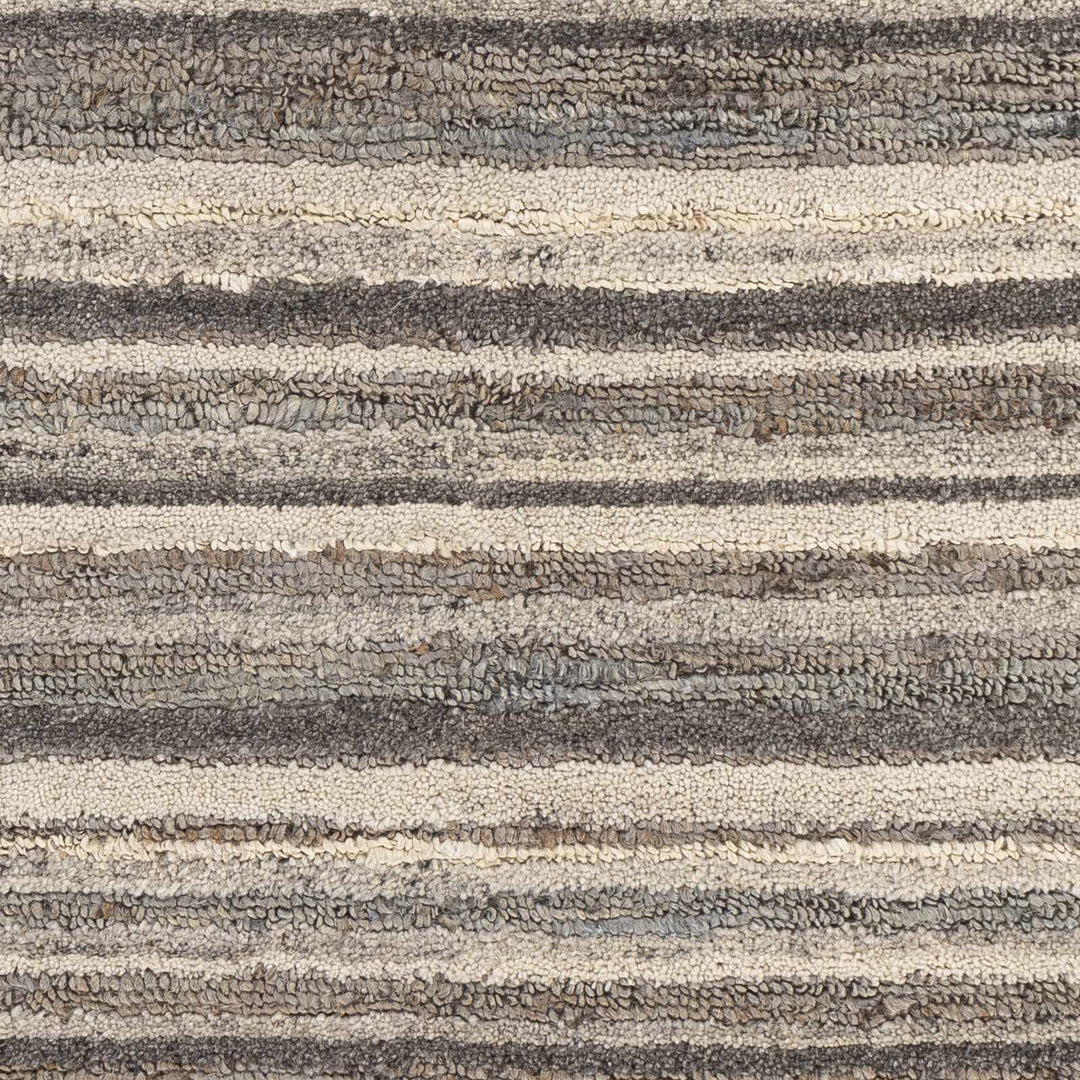 Burnage Modern Stripes Design Beige And Charcoal Hand Woven Area Rug