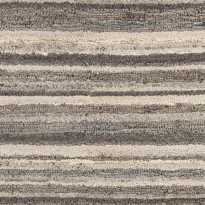 Burnage Modern Stripes Design Beige And Charcoal Hand Woven Area Rug