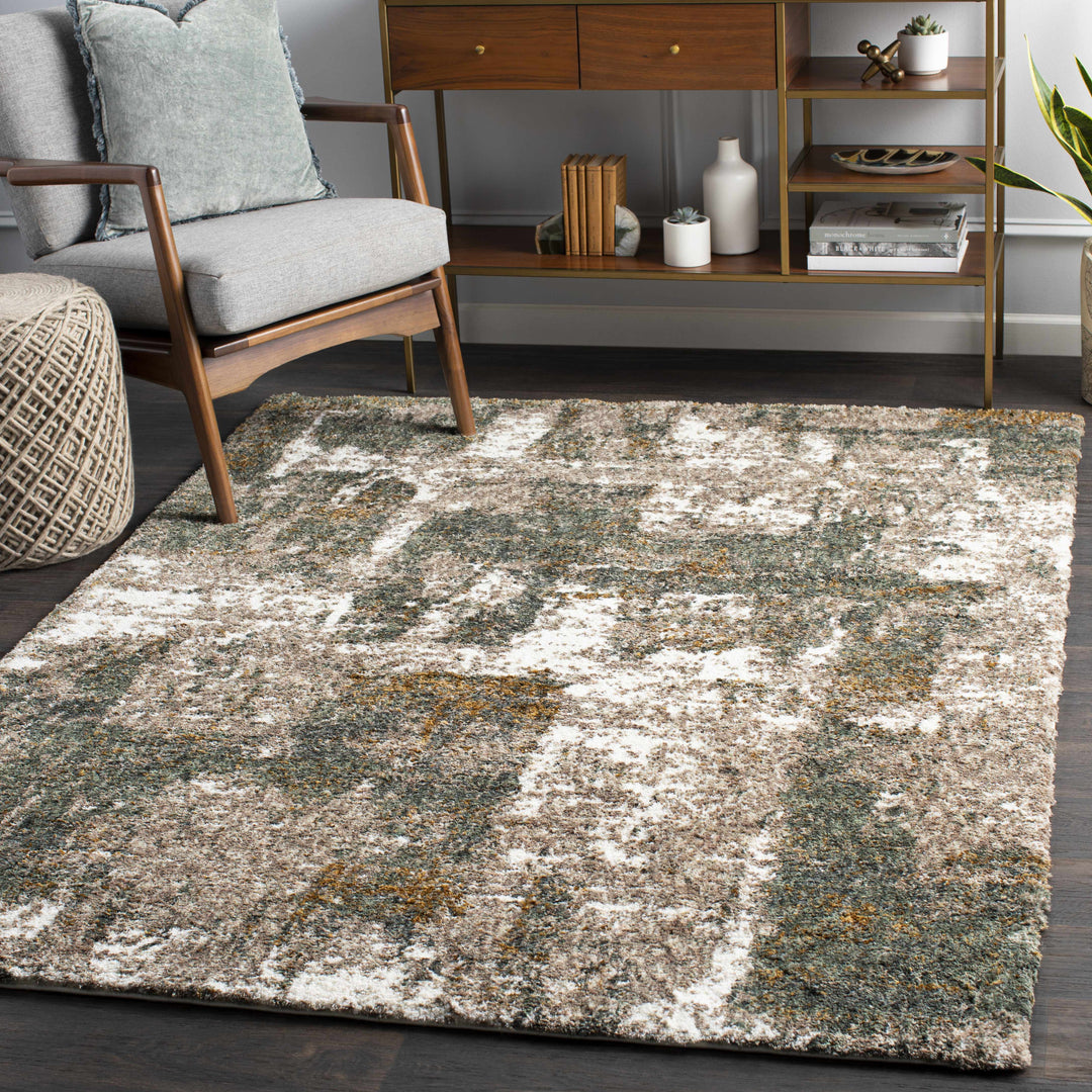 Bronx Olive And Ivory Modern Abstract Design Area Rug