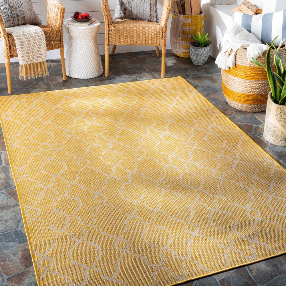 Brocton Mustard Modern Style Outdoor Area Rug - The Rug Decor