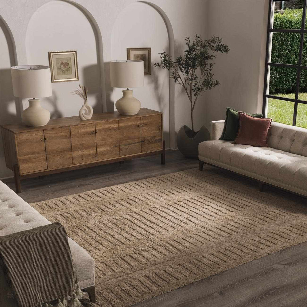 Broken-Stripe Hand-Tufted Washable Wool Area Rug - The Rug Decor