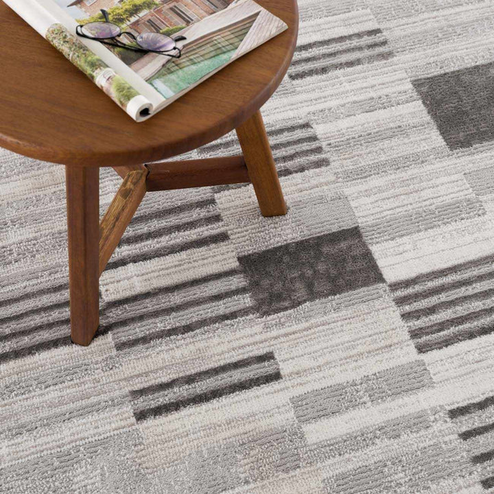 Bronka Modern Geometric Design Gray Machine Woven Rug - The Rug Decor