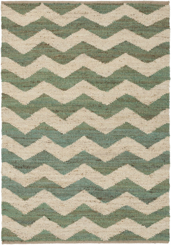 Brook Modern Chevron Pattern Green Hand Woven Jute Rug - The Rug Decor