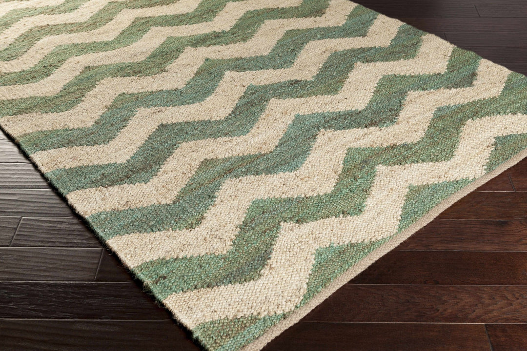 Brook Modern Chevron Pattern Green Hand Woven Jute Rug - The Rug Decor