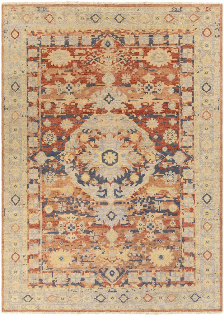 Brookeland Traditional Beige And Rust Hand Knotted Wool Area Rug - The Rug Decor