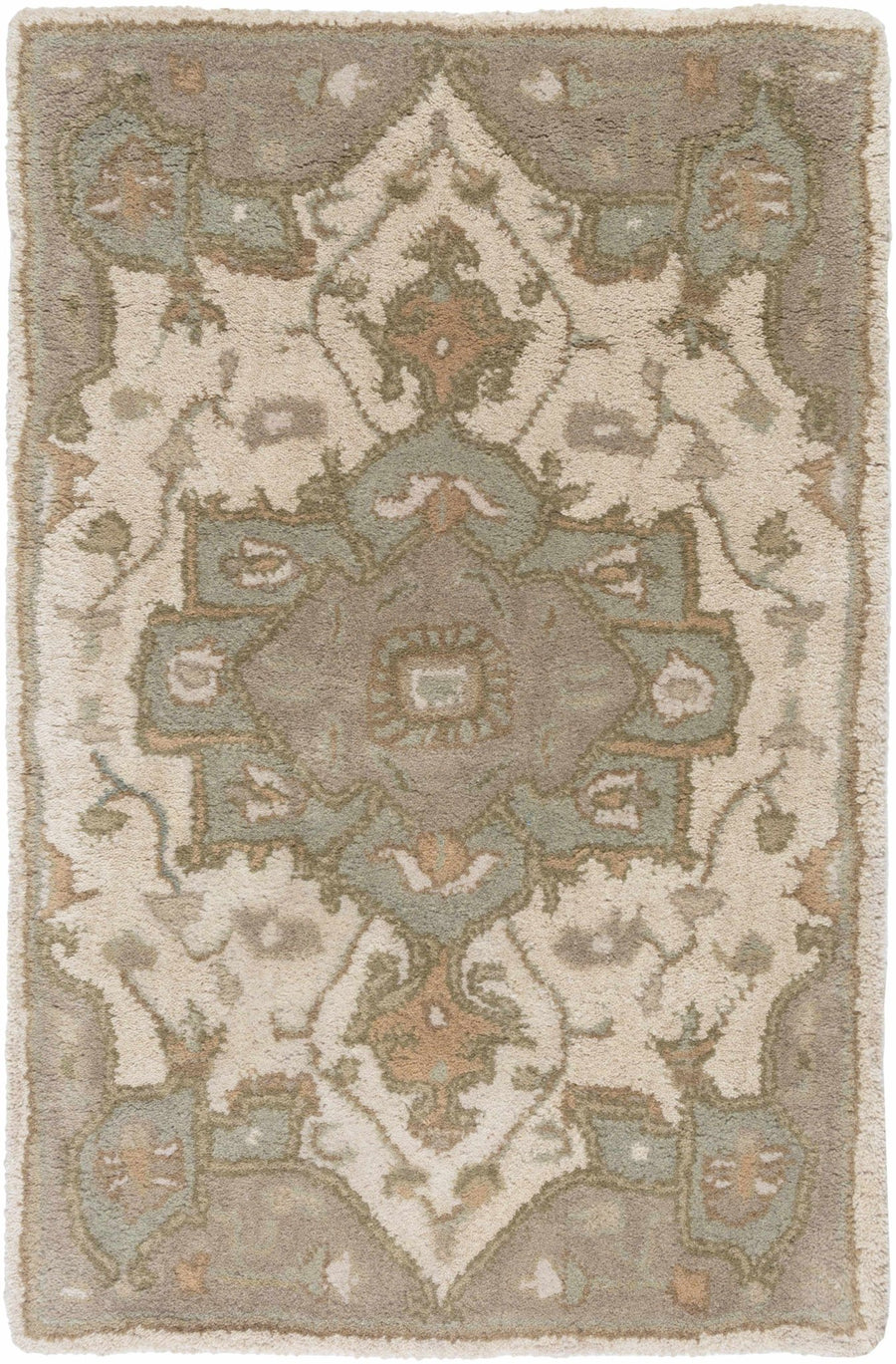 Broomfield Medallion Design Tan And Beige Hand Tufted Wool Rug - The Rug Decor