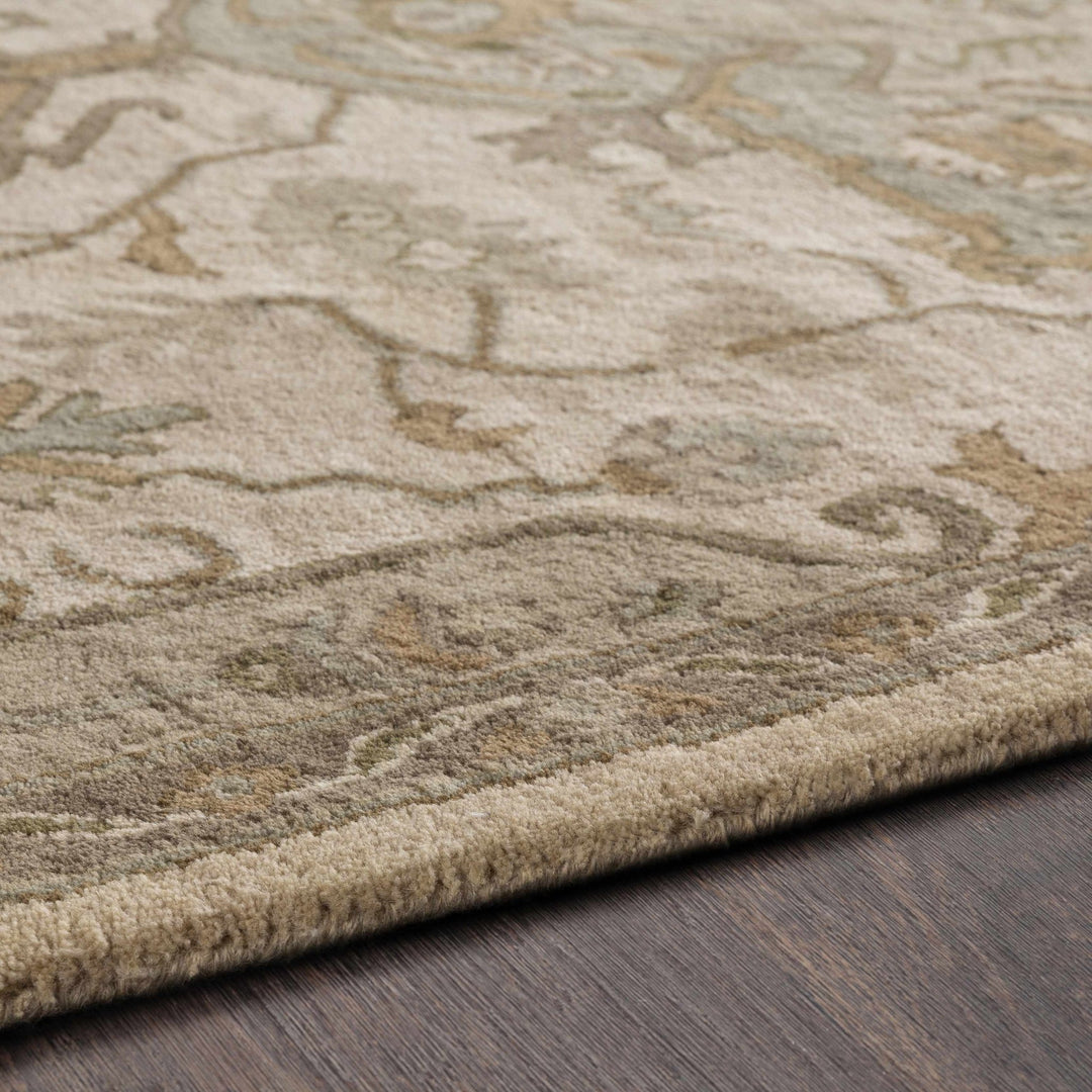 Broomfield Medallion Design Tan And Beige Hand Tufted Wool Rug - The Rug Decor