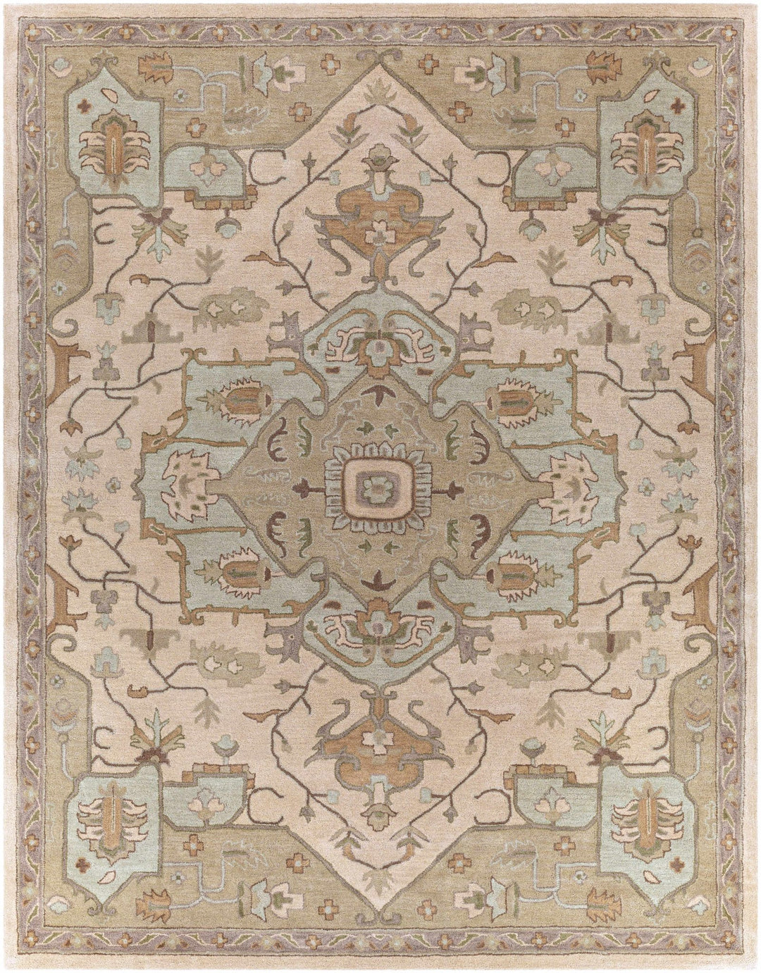 Broomfield Medallion Design Tan And Beige Hand Tufted Wool Rug - The Rug Decor
