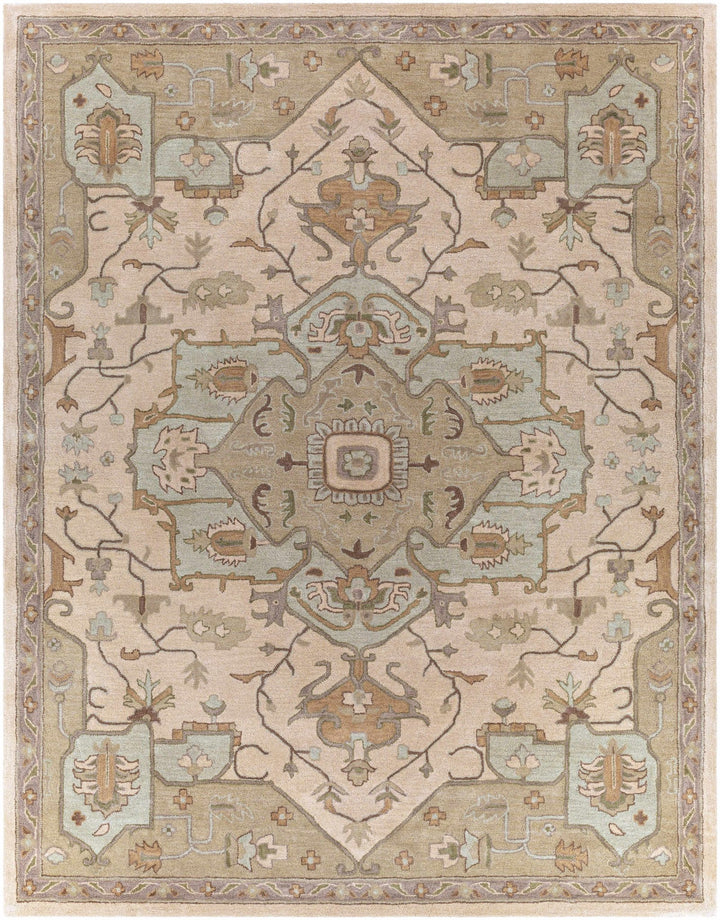 Broomfield Medallion Design Tan And Beige Hand Tufted Wool Rug - The Rug Decor