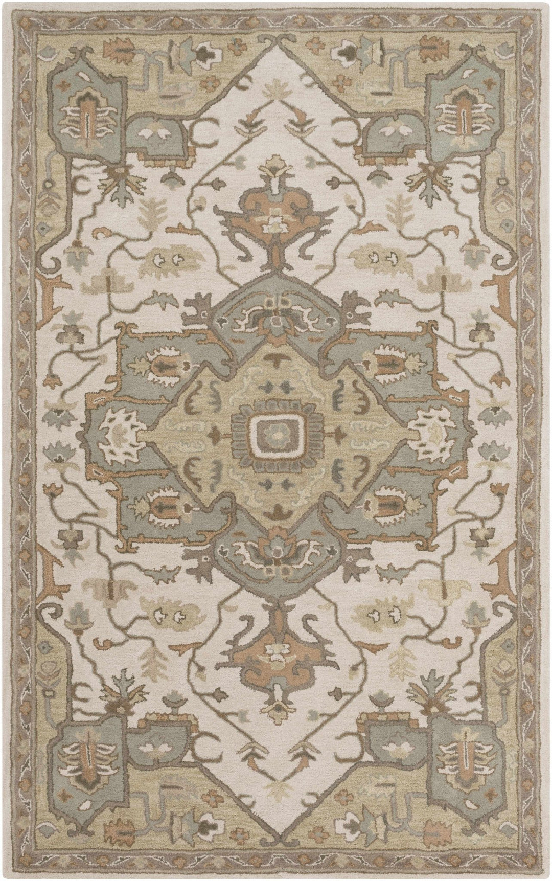 Broomfield Medallion Design Tan And Beige Hand Tufted Wool Rug - The Rug Decor