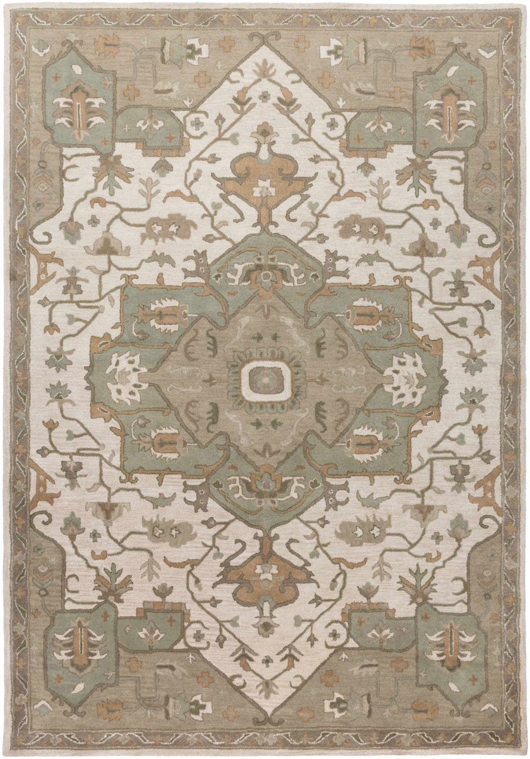 Broomfield Medallion Design Tan And Beige Hand Tufted Wool Rug - The Rug Decor