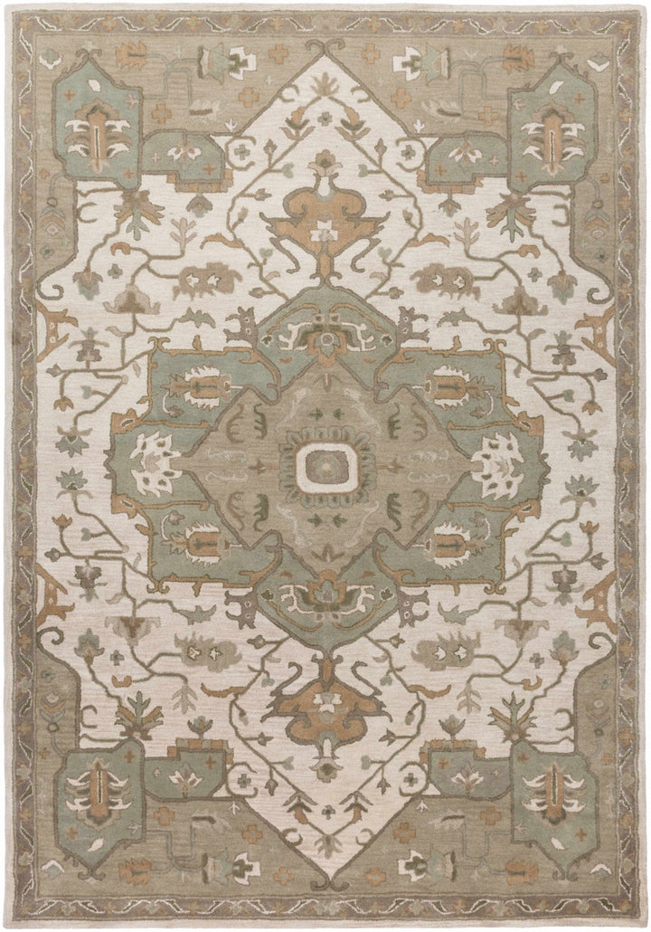 Broomfield Medallion Design Tan And Beige Hand Tufted Wool Rug - The Rug Decor