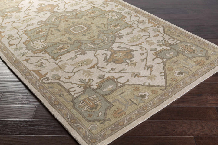 Broomfield Medallion Design Tan And Beige Hand Tufted Wool Rug - The Rug Decor