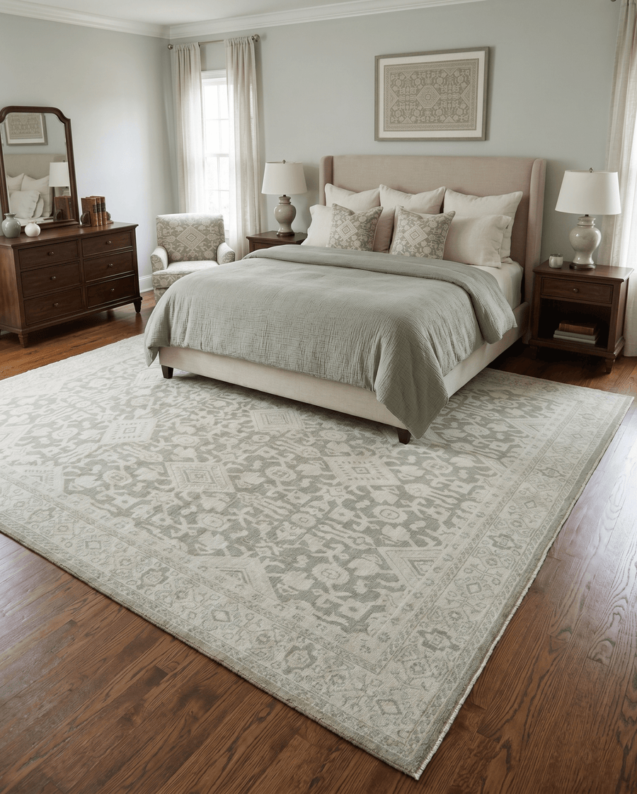 Brown and Beige Hand Knotted Wool Low Pile Vintage Area Rug - The Rug Decor