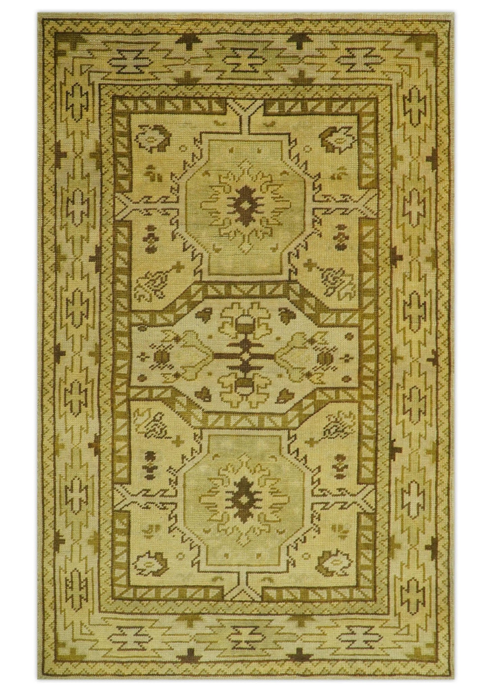 Brown And Beige Modern Traditional Design 5x8 Hand Knotted Wool Area Rug - The Rug Decor