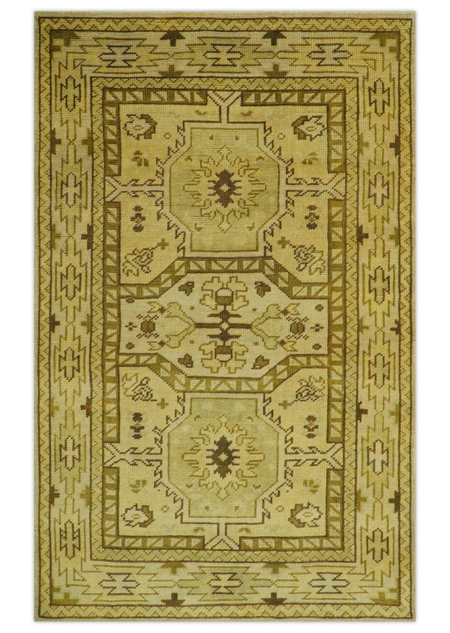 Brown And Beige Modern Traditional Design 5x8 Hand Knotted Wool Area Rug - The Rug Decor