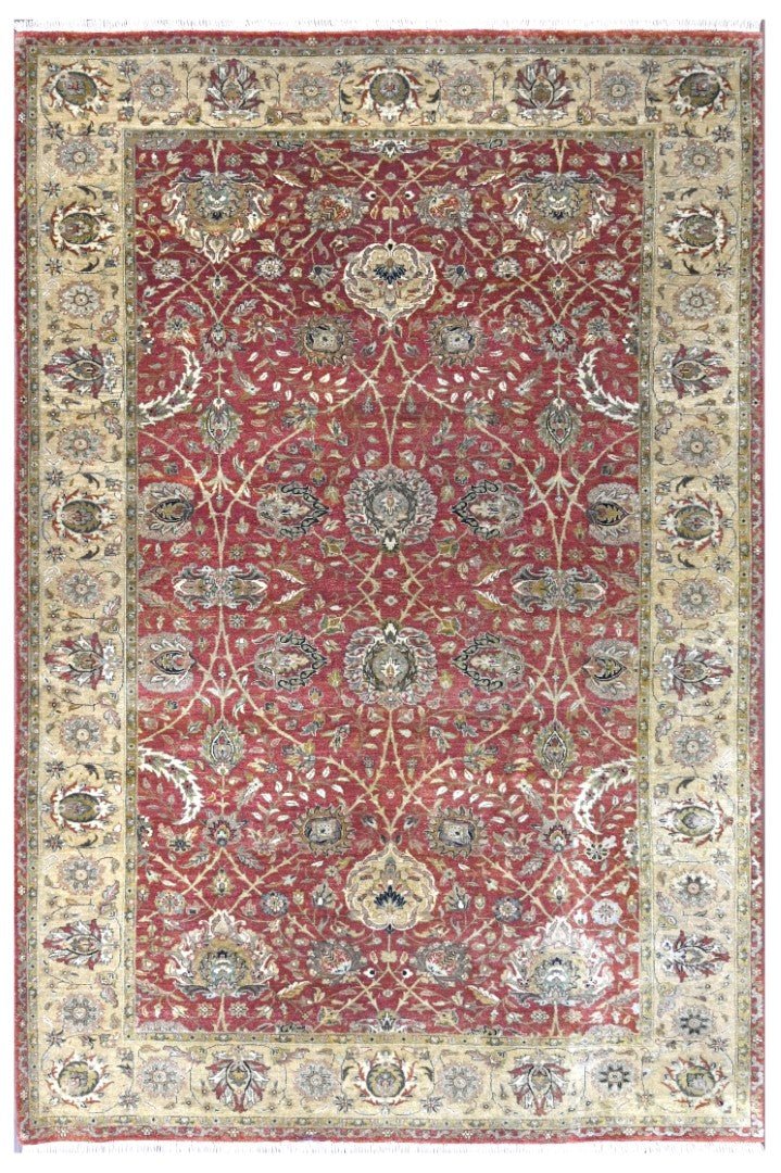 Brown and Beige Traditional Hand Knotted Oushak 6x9 wool Area Rug - The Rug Decor