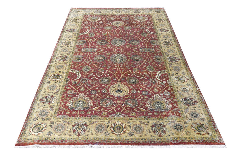 Brown and Beige Traditional Hand Knotted Oushak 6x9 wool Area Rug - The Rug Decor