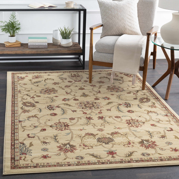 Brown And Beige Traditional Oushak Design Machine Woven Rug - The Rug Decor