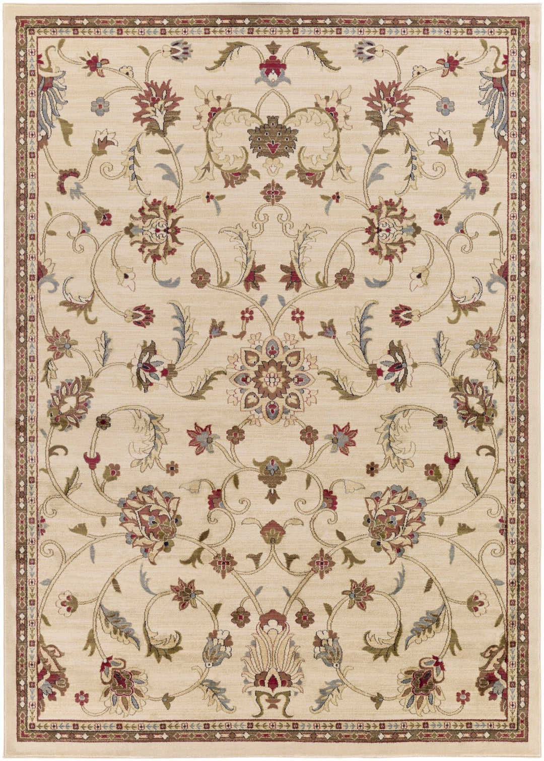 Brown And Beige Traditional Oushak Design Machine Woven Rug - The Rug Decor