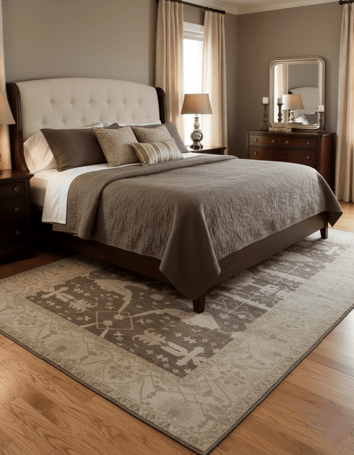 Brown And Beige Traditional Oushak Hand knotted Wool Area Rug - The Rug Decor