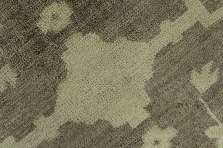 Brown And Beige Traditional Oushak Hand knotted Wool Area Rug - The Rug Decor