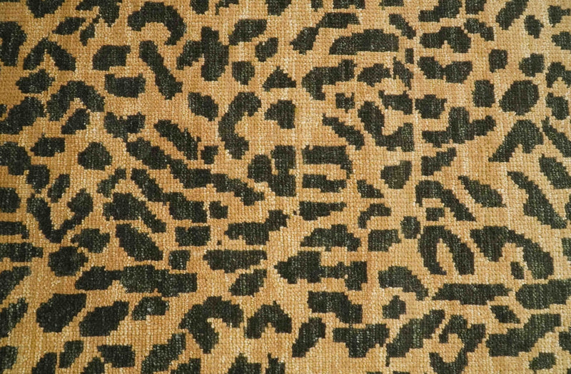 Brown and Charcoal Modern leopard Design Hand knotted 8x10 wool area rug - The Rug Decor