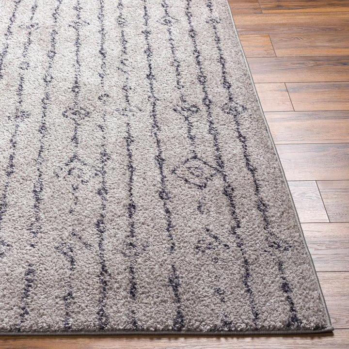 Brown and Dark Purple Geometrical Stripe Design Multi size washable Area Rug - The Rug Decor