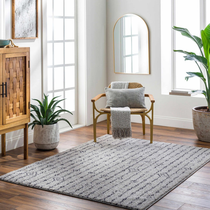 Brown and Dark Purple Geometrical Stripe Design Multi size washable Area Rug - The Rug Decor