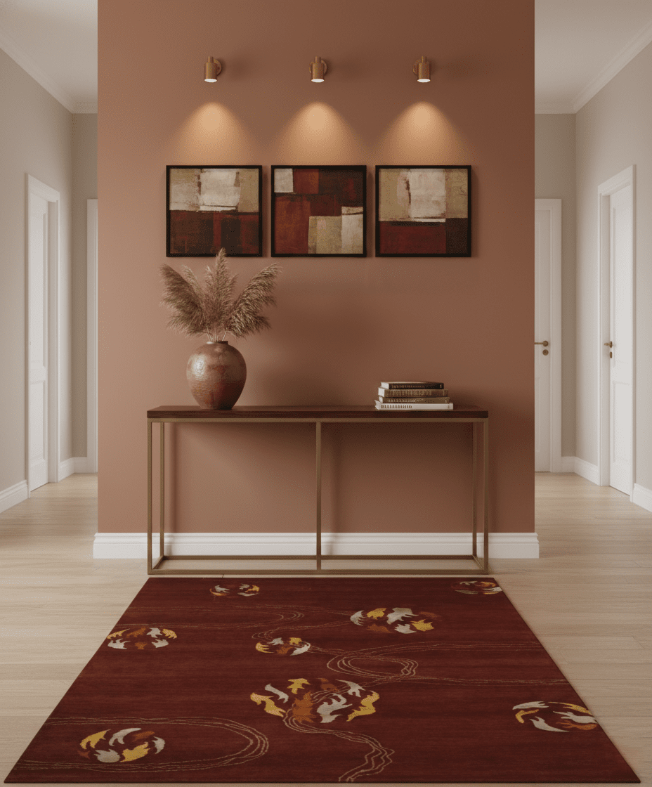 Brown and Gold Modern Art Hand knotted 6x8 Wool and Art Silk Area Rug - The Rug Decor