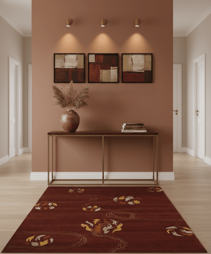 Brown and Gold Modern Art Hand knotted 6x8 Wool and Art Silk Area Rug - The Rug Decor