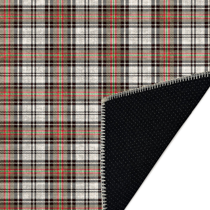 Brown And White Tartan Pattern Machine Washable Rug - The Rug Decor