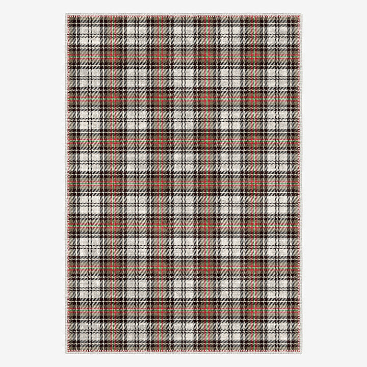 Brown And White Tartan Pattern Machine Washable Rug - The Rug Decor
