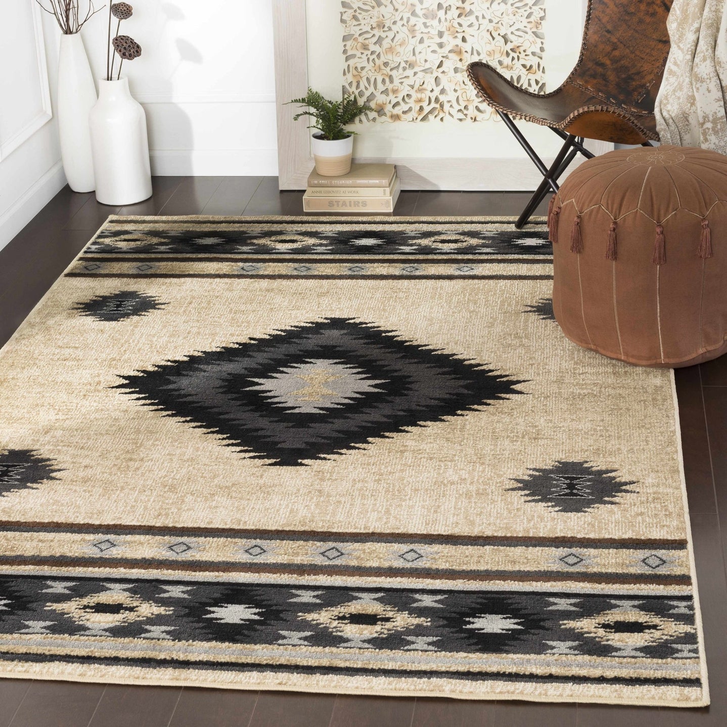 Brown, Black and Light Purple Mamluk Design Multi Size area Rug - The Rug Decor