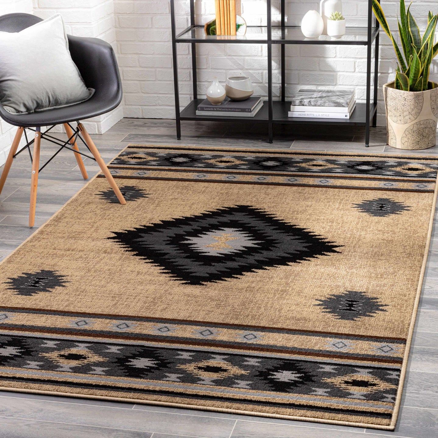 Brown, Black and Light Purple Mamluk Design Multi Size area Rug - The Rug Decor