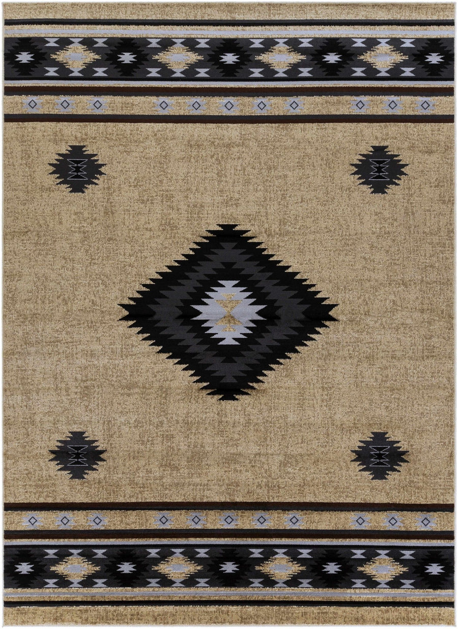 Brown, Black and Light Purple Mamluk Design Multi Size area Rug - The Rug Decor