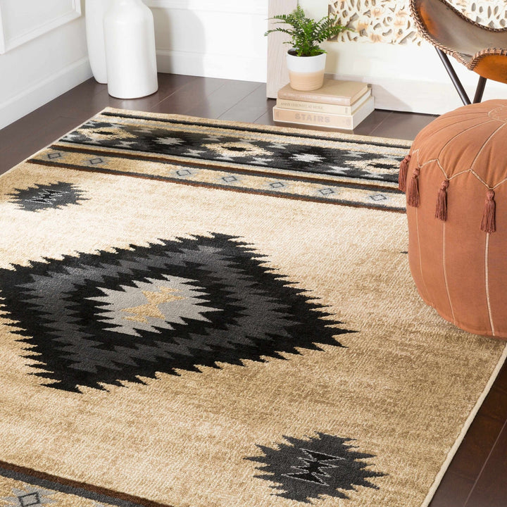 Brown, Black and Light Purple Mamluk Design Multi Size area Rug - The Rug Decor