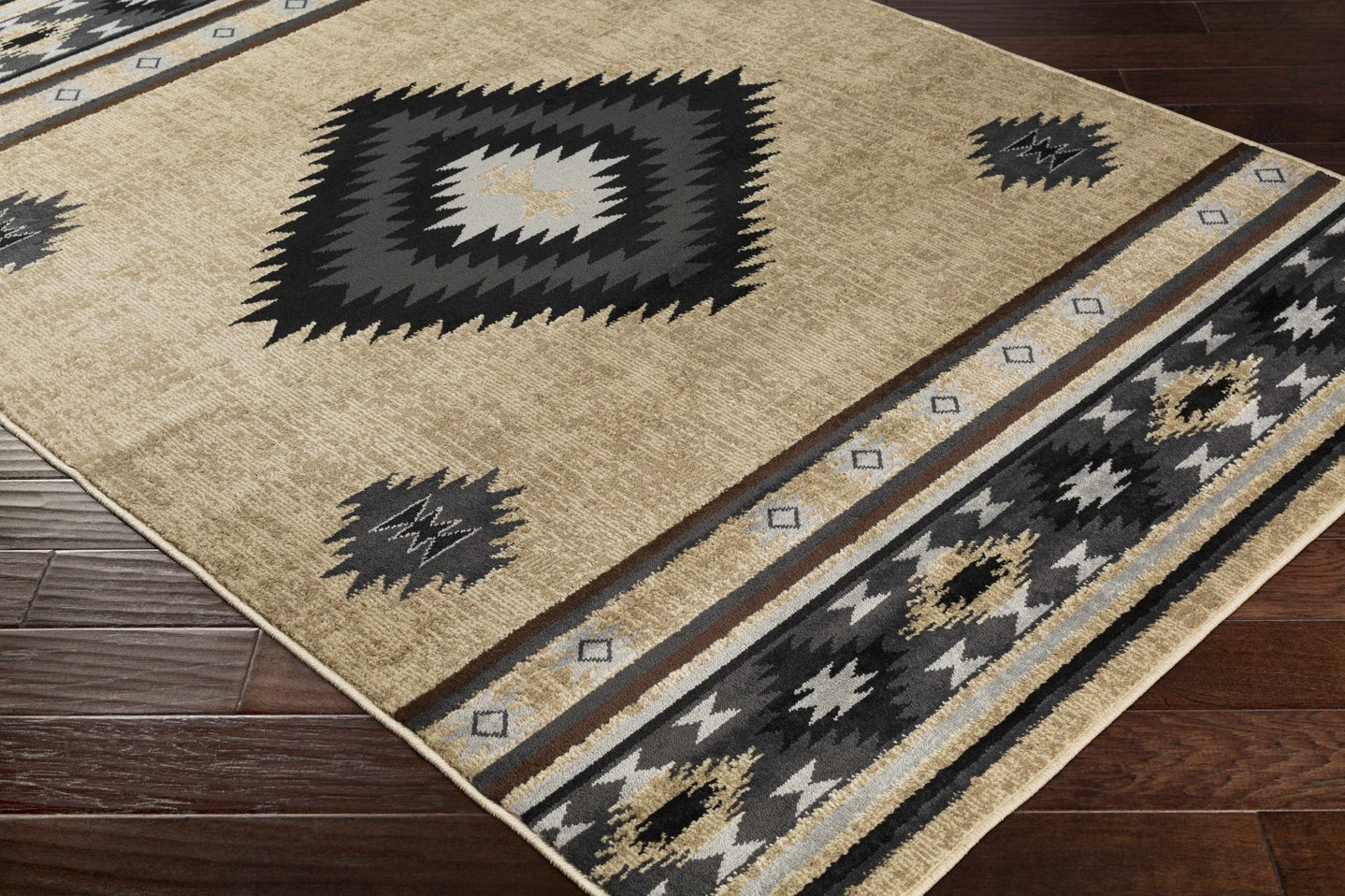 Brown, Black and Light Purple Mamluk Design Multi Size area Rug - The Rug Decor