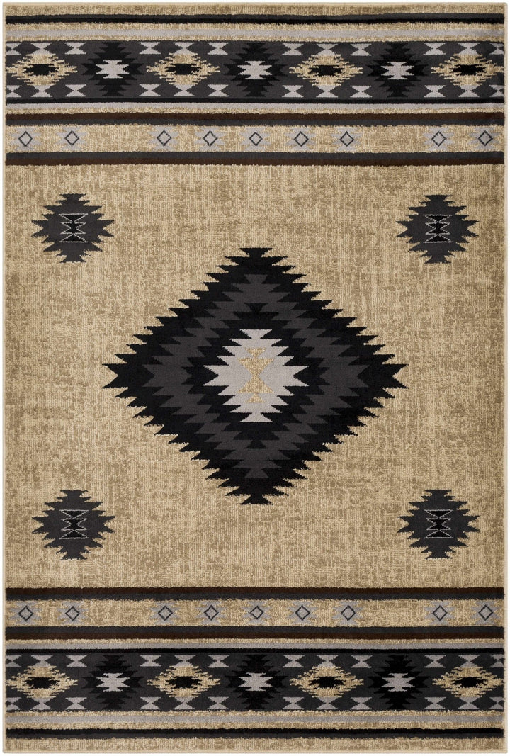 Brown, Black and Light Purple Mamluk Design Multi Size area Rug - The Rug Decor