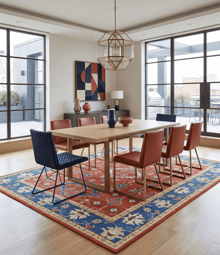 Brown, Blue and Beige Traditional Oriental Hand Knotted Multi Size Wool Area Rug - The Rug Decor