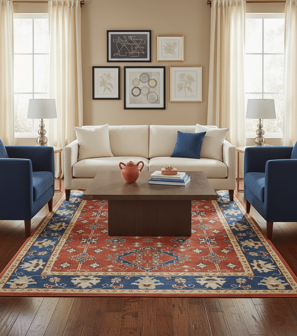 Brown, Blue and Beige Traditional Oriental Hand Knotted Multi Size Wool Area Rug - The Rug Decor