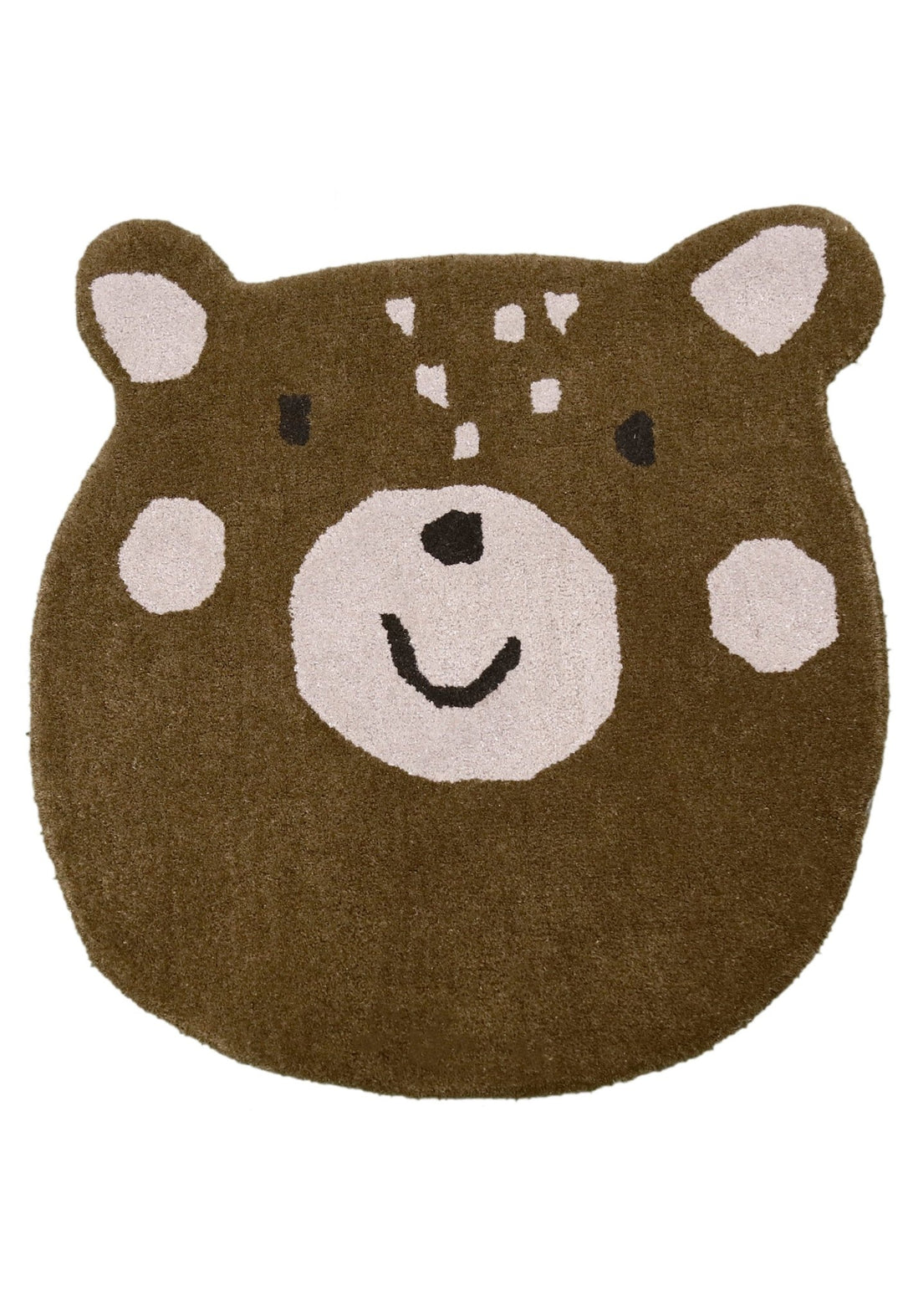 Brown Bubble Bear Face Pattern Hand Tufted 3x3 Wool Rug - The Rug Decor