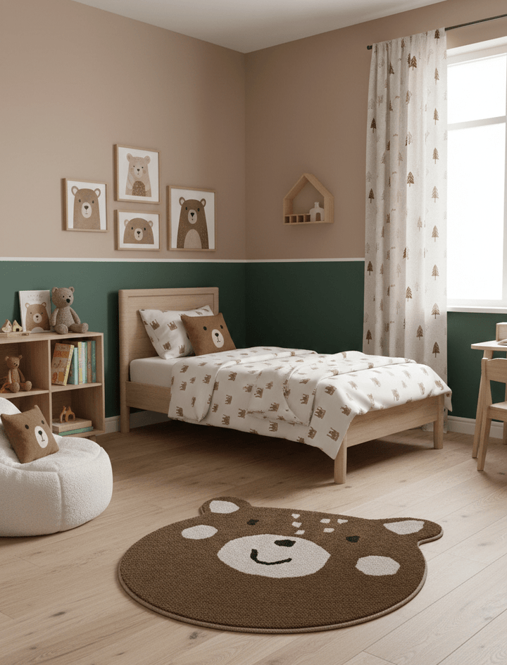 Brown Bubble Bear Face Pattern Hand Tufted 3x3 Wool Rug - The Rug Decor