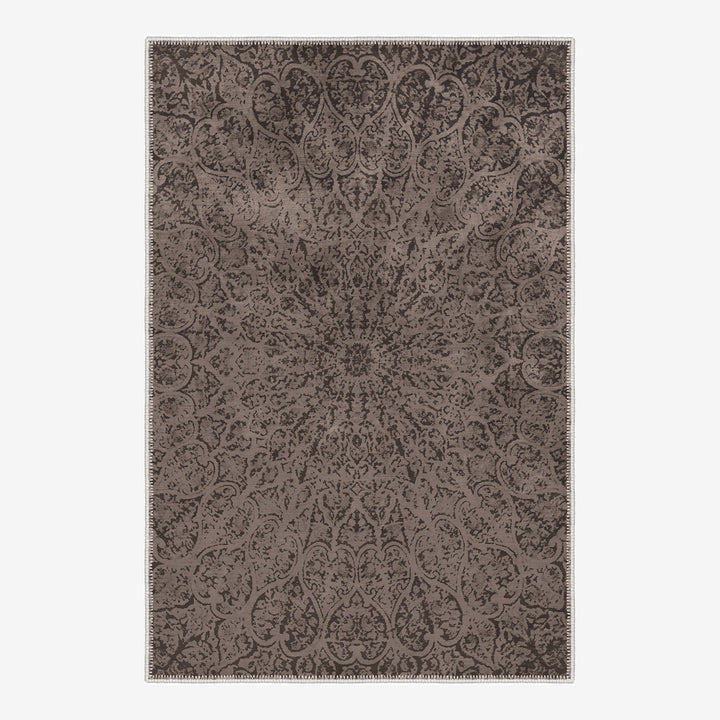 Brown Medallion Design Machine Washable Cotton Area Rug - The Rug Decor