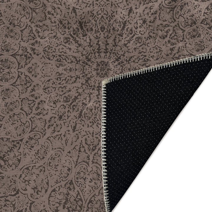 Brown Medallion Design Machine Washable Cotton Area Rug - The Rug Decor