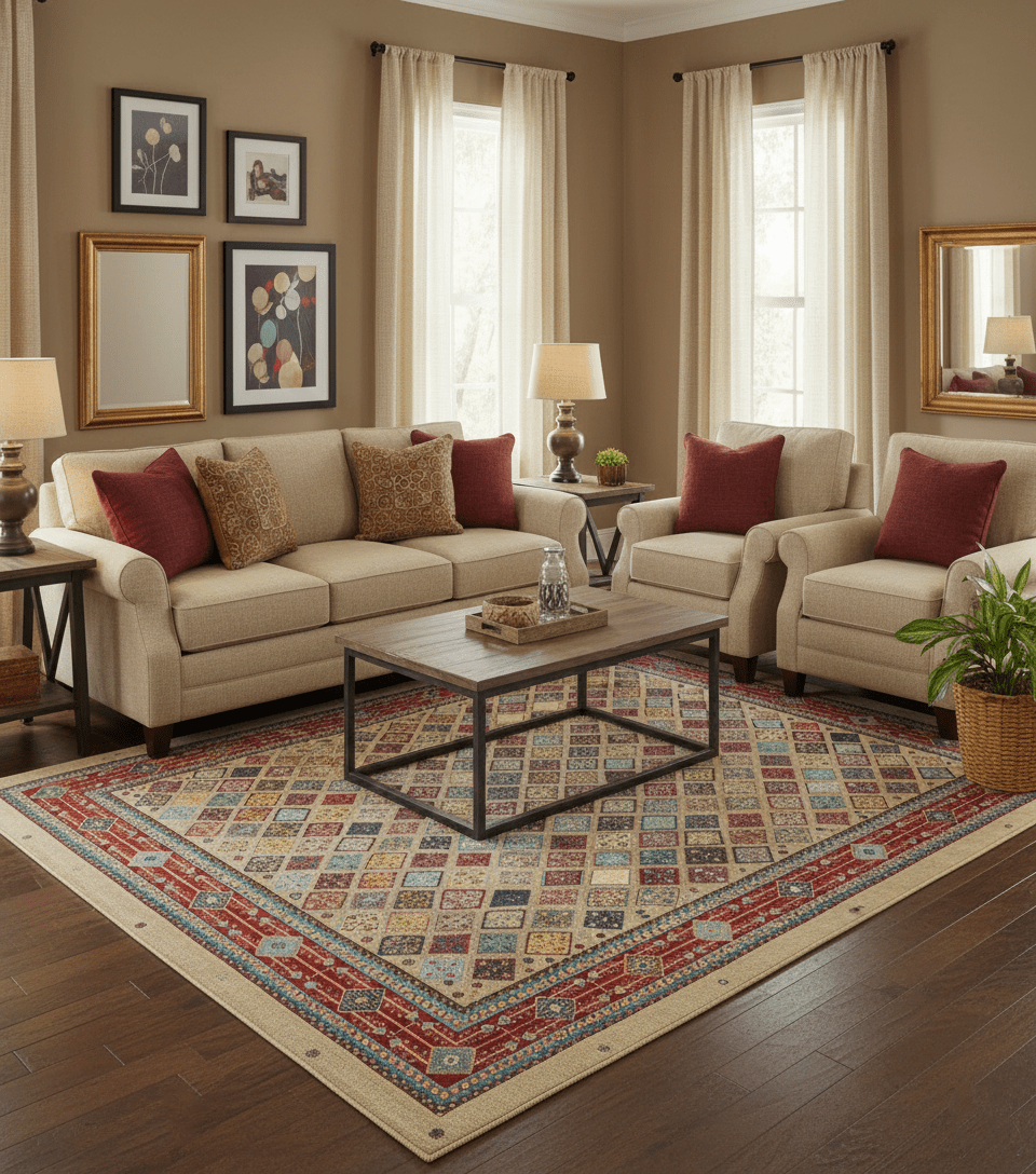 Brown Modern Geometrical Design 8x10 Hand Knotted wool Area Rug - The Rug Decor