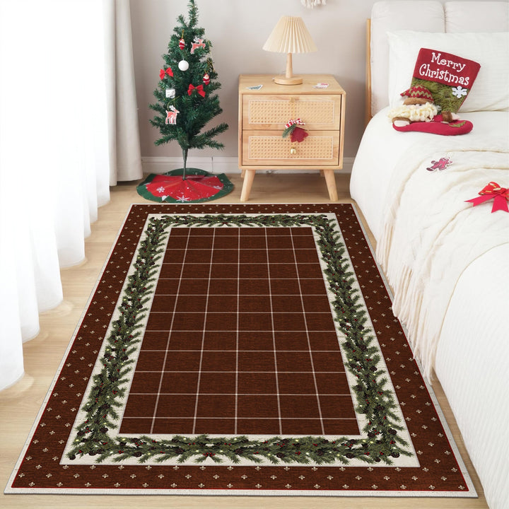 Brown Modern Geometrical Machine Washable Cotton Area Rug - The Rug Decor